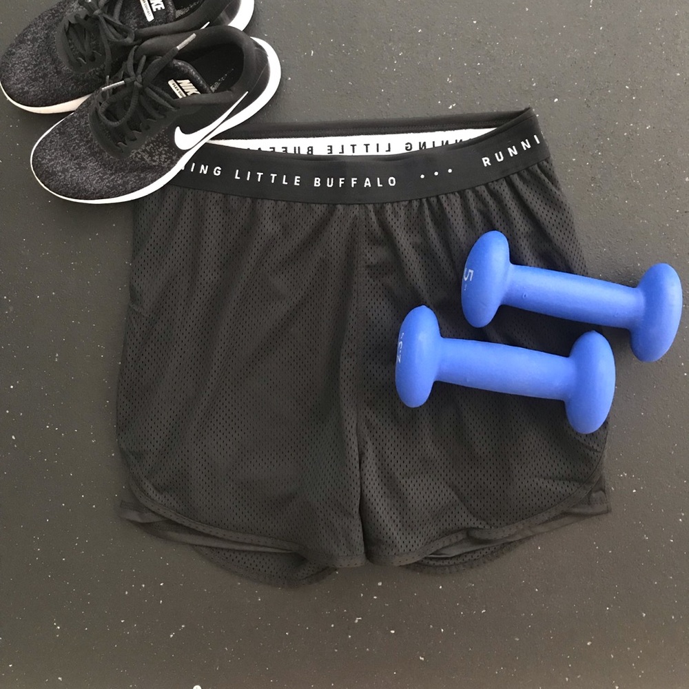 Black 2-in-1 Mesh Running Shorts